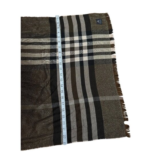 V. Fraas Striped Fringe Scarf Shawl Wrap Made In Germany  Brown & Black 80 X 22 - Picture 6 of 8